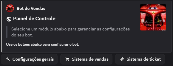 Menu principal do botconfig com os três botões