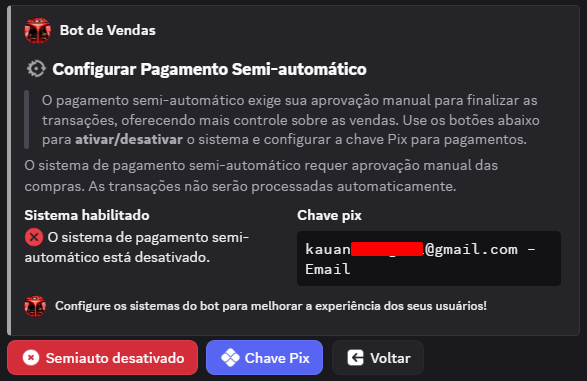 Pagamento semi-automático